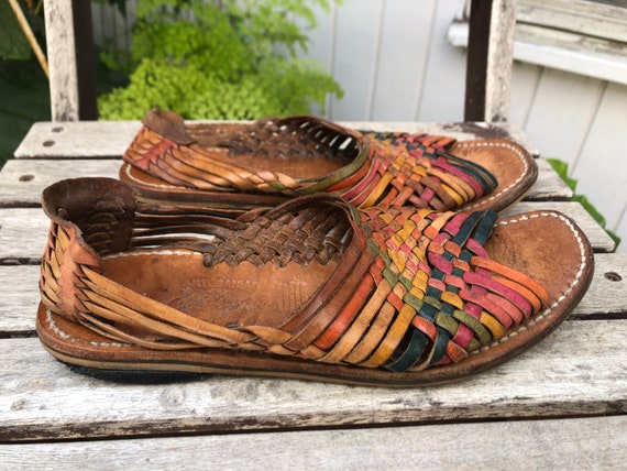 Vintage Huarache / Mexican Leather / Sandals Size… - image 1