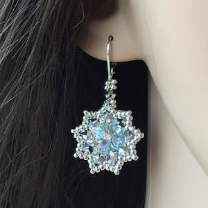 SILVER And CLEAR SWAROVSKI Crystal Star Shaped Earrings Sterling Silver Leverback Earrings Drop Dangle Earrings Women&#39;s Jewelry Special Gift