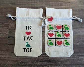 DINOSAUR LOVE Tic Tac Toe Game - Game in a Bag - Love a Dinosaur