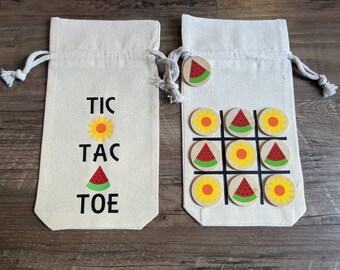 Sunshine and Watermelon Wedge Tic Tac Toe Game - Game in a Bag