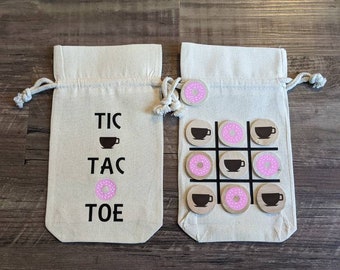 COFFEE AND DONUTS - Tic Tac Toe Game - Game in a Bag - Three in a Row