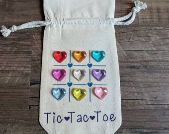 CUSTOM HEART COLOR Tic Tac Toe Game - Game in a Bag Party Favor - Class Non-Candy Treat