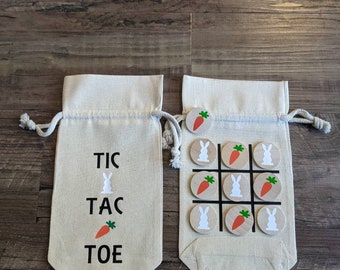 Bunny and Carrot Tic Tac Toe - 3 in a row game - Game in a Bag