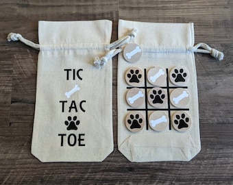 Dog Bone and Paw Print Tic Tac Toe Game - Game in a Bag