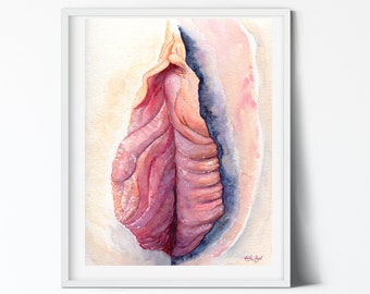 Su reproducción de vulva de acuarela feminista de arte afrutado y yoni