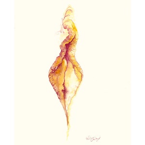 She Dances Yoni Art Print. Spiritual LGBTQ vulva feminist watercolour reproduction