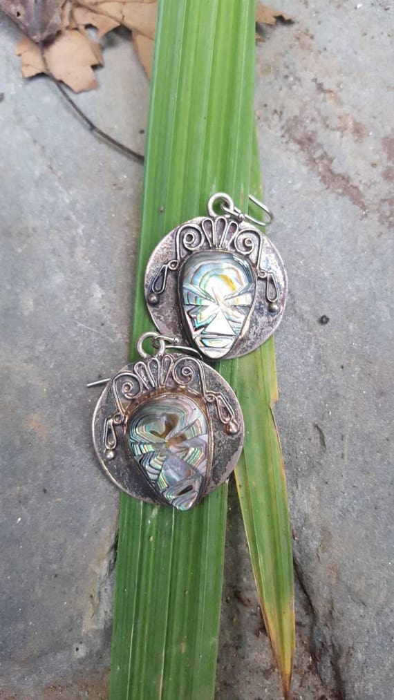 Abalone mask earrings