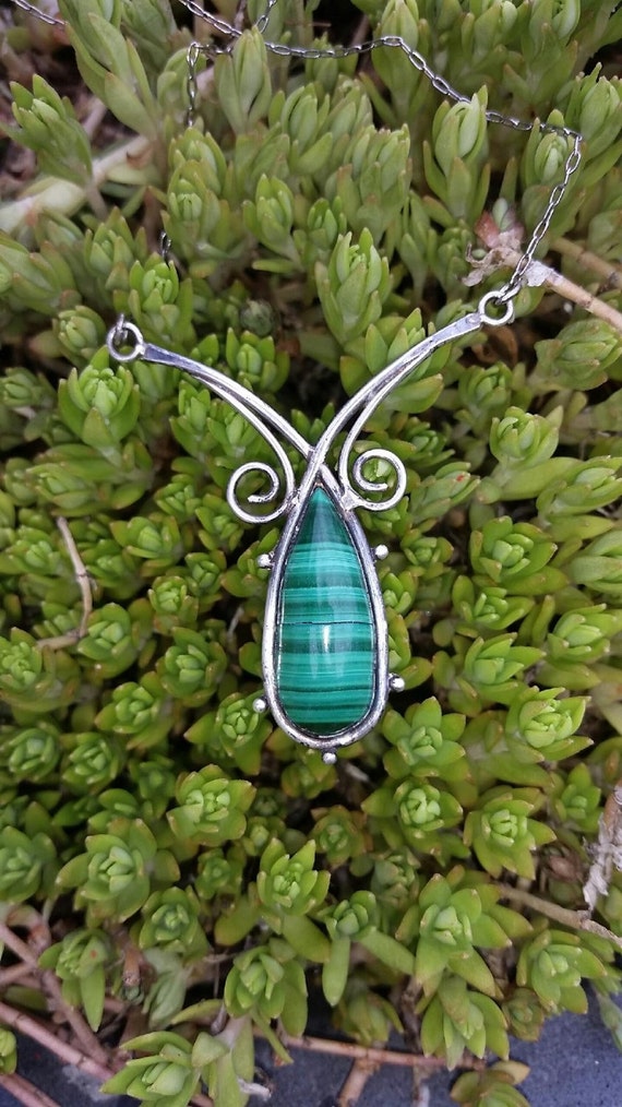 Sterling silver malachite necklace