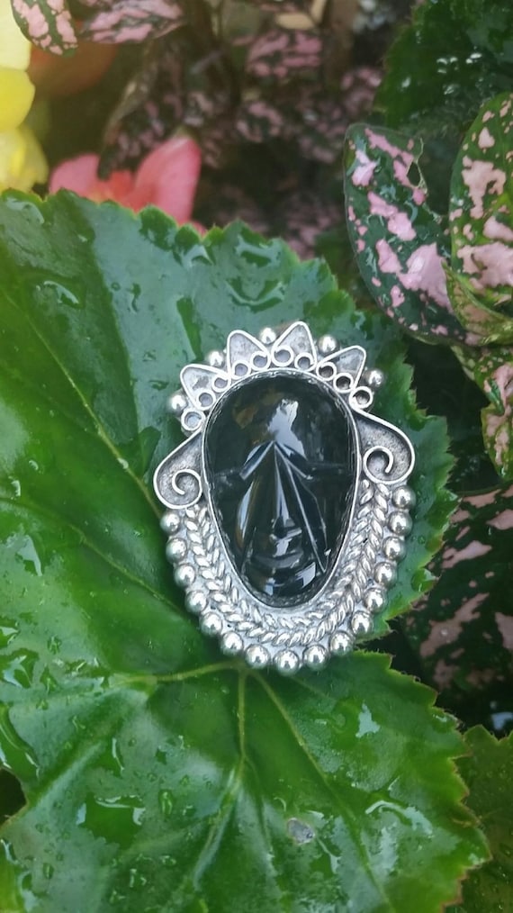Sterling silver and obsidian pendant/brooch