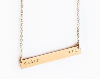 Gold bar necklace / Name bar necklace / 14k gold filled / Bar necklace / Mom necklace / Nameplate necklace / Luca jewelry