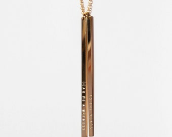 Personalized Double Vertical Bar Necklace, Custom Engraved Long Bar necklace, 14k Gold Filled or Sterling Silver, Personalized Mom Gift
