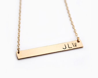 Nameplate necklace / Gold bar necklace / 14k gold filled / Initial necklace / Bar necklace / Personalized bar necklace / shopluca