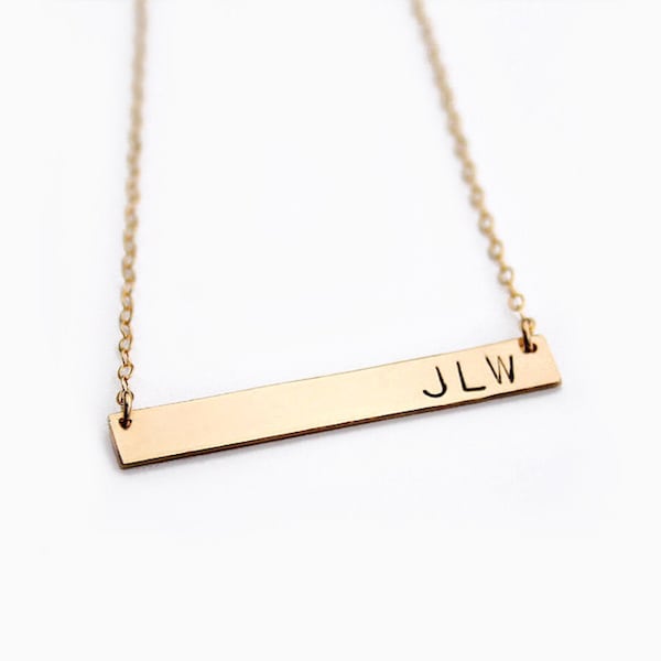 Nameplate necklace / Gold bar necklace / 14k gold filled / Initial necklace / Bar necklace / Personalized bar necklace / shopluca