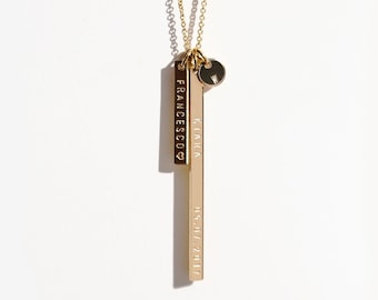 Personalized Multi Bar & Pendant Necklace for mom, Custom Name Necklace Made of 14k Gold Filled or Sterling Silver