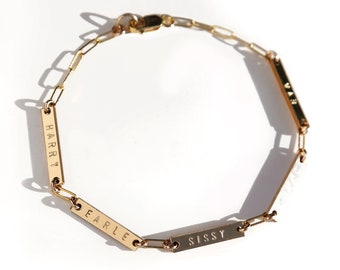 Multi bar personalized link chain bracelet / Paperclip chain bracelet / Link chain bracelet / Name bracelet / 14k gold filled / Luca jewelry