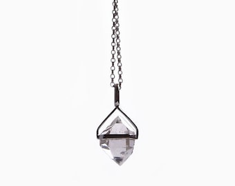 Herkimer diamond necklace / Quartz crystal necklace / Raw quartz necklace / Gemstone necklace / Talisman necklace / Geometric jewelry /Luca