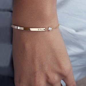 Personalized Classic 2 Letter & 3 Birthstone Bracelet in 14k Gold