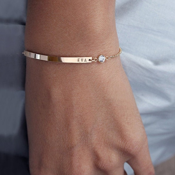Personligt armband med födelsesten: 14k guldfyllt, sterlingsilver
