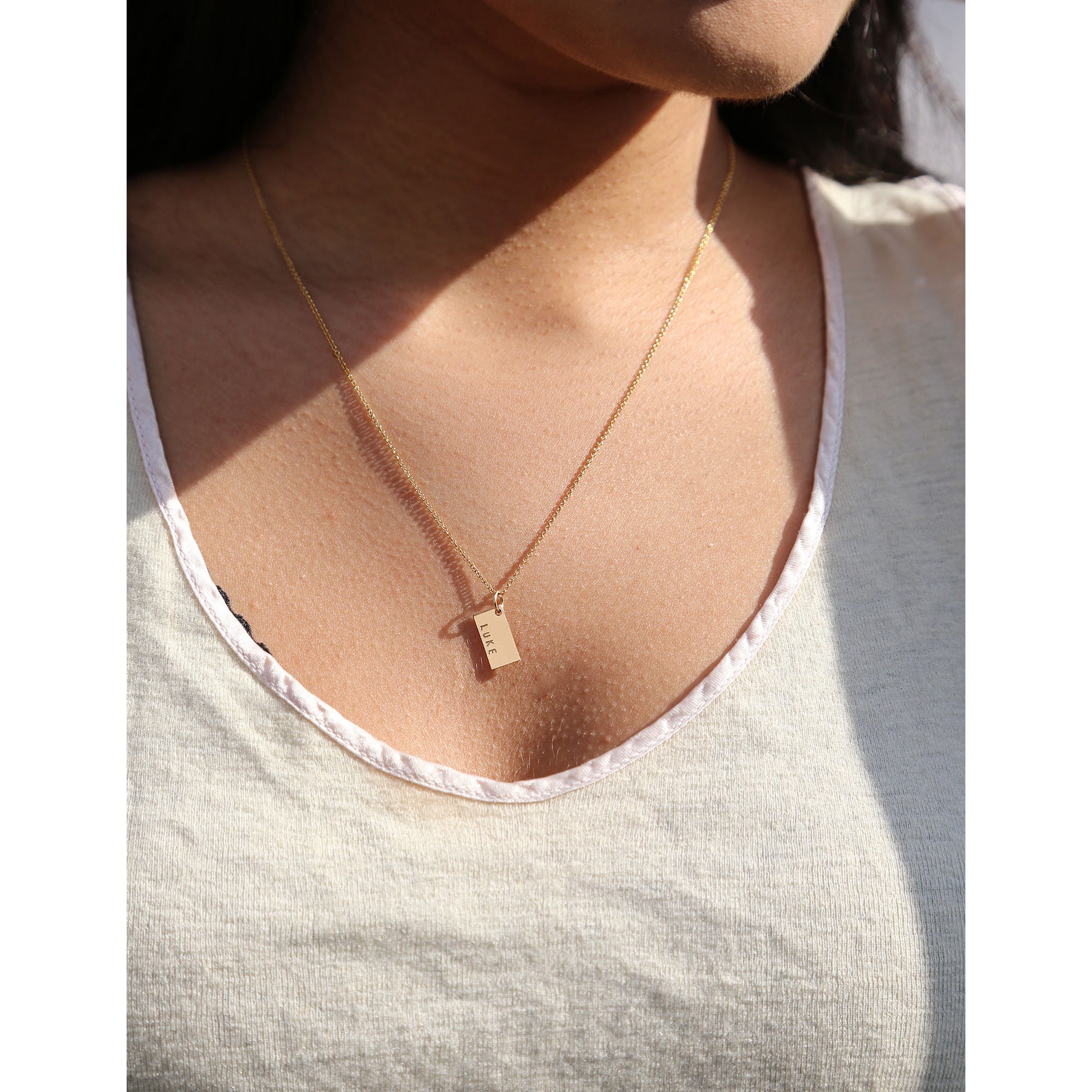 Personalized Tag Necklace / 14k Gold Filled Pendant Necklace / Etsy