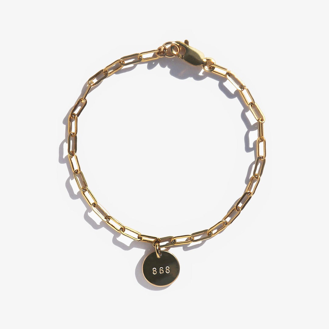 Paperclip Chain Bracelet With Initial Charm Link Chain / 14k Gold