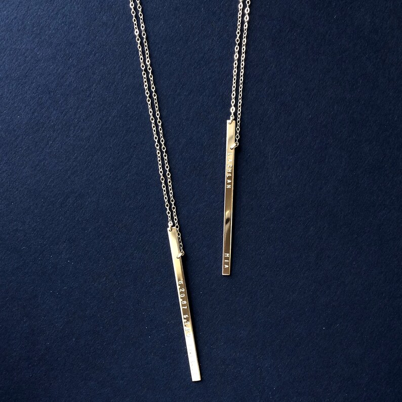 Vertical Bar Necklace / Long Gold Bar Necklace / Bar Necklace Etsy