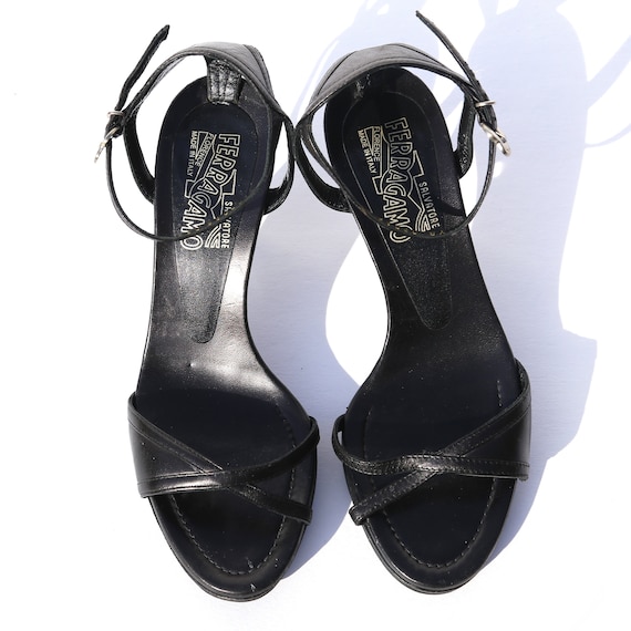Black leather Salvatore Ferragamo stiletto sandal… - image 2
