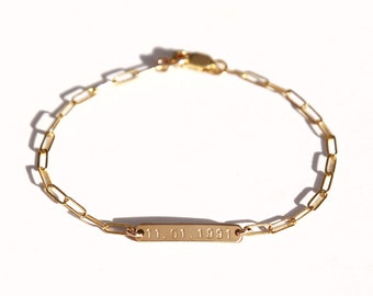 Personalisierte Gliederkette Armband / Büroklammer Armband / Gliederkette Armband / 14k gold filled / Graviertes Gold Armband / Luca