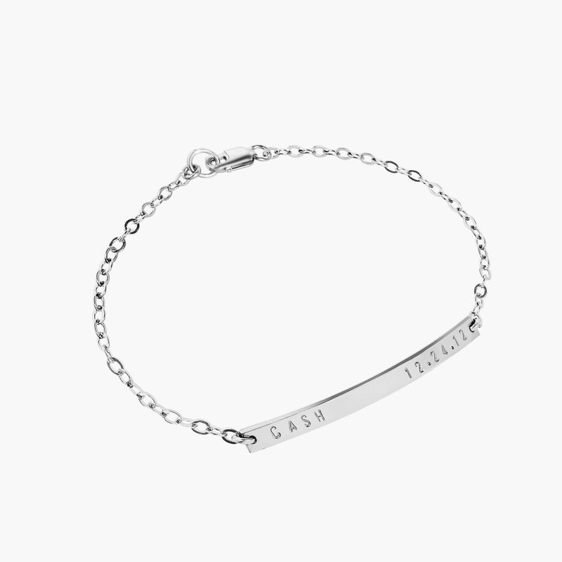 Sterling silver bar bracelet / Name bar bracelet / Personalized silver bracelet / Nameplate bracelet / New mom bracelet / Luca jewelry 