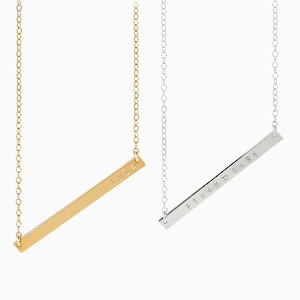 Gold bar necklace | Personalized 14k gold filled bar necklace | Engraved | Mom necklace | Name bar necklace | New mom necklace | Luca