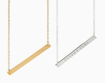 Gold bar necklace | Personalized 14k gold filled bar necklace | Engraved | Mom necklace | Name bar necklace | New mom necklace | Luca