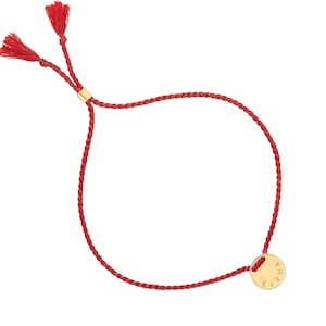 Initial disc bracelet on cord / Initial bracelet / Personalized disc bracelet / 14k gold filled / ID bracelet / shopluca