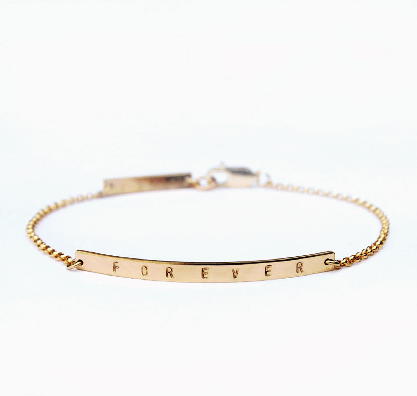 Gold double bar bracelet / Personalized bar bracelet / FOREVER Etsy