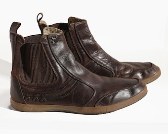 靴 DIESEL 00s archive wedge sole boots y2k DIESEL Women's High Leather Y2K Boots Dark Gray Distressed Size