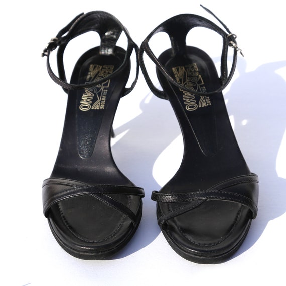 Black leather Salvatore Ferragamo stiletto sandal… - image 4