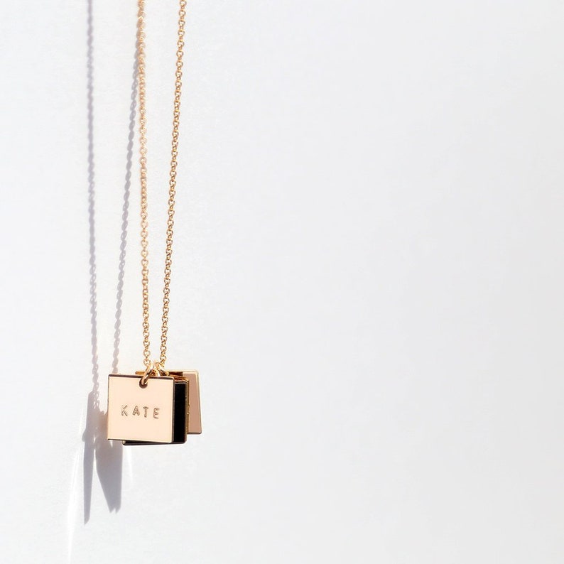 Personalized Square Pendant Necklace Custom Initial Mom Delicate Everyday Jewelry Luca