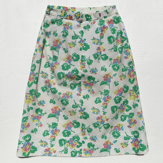 Vintage Floral Cotton A line Knee Length Skirt Re… - image 2