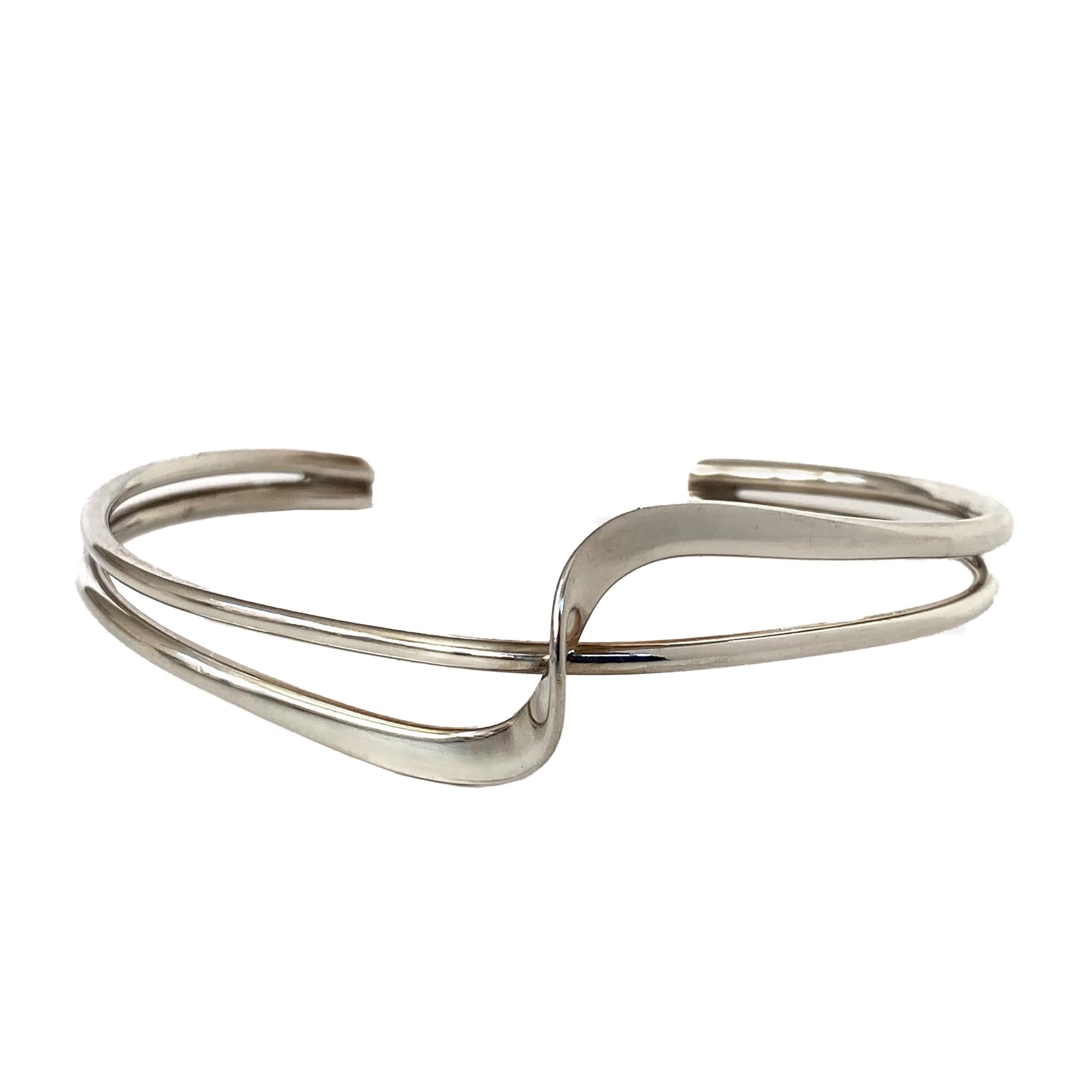 Vintage Silver Wave Bangle - Etsy