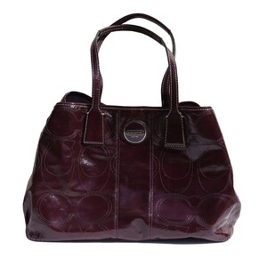 Y2K Patent Leather Plum Coach Bag Shoulder Bag Purple Carryall