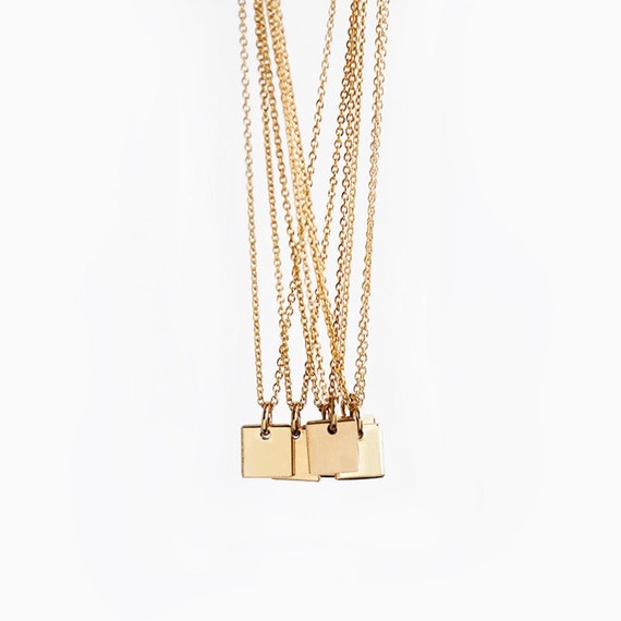 Personalized Tiny Gold Square Pendant Necklace Custom - Square Necklace Pendant Gold Personalized Tiny Gold Square Pendant Necklace Custom - Square Necklace Pendant Gold