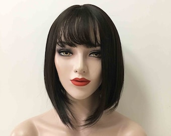 Black Bob Wig Etsy