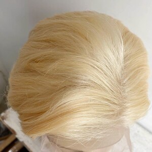 Men Blonde Human Hair Wig Lace Front Wig For Male Short Straight Real Hair Wig Cosplay Costume Natural Wig 13X6 Frontal Lace Wig Side Part