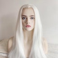 White Lace Front Wig For Women Long Straight Widows Peak Hairline Wigs Slicked Hair Realistic Wig 22 Inches product logo