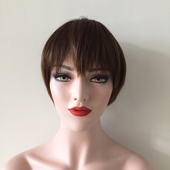 Bob Cosplay Party Straight Short Hair Bangs Boyish Brown Gray Etsy