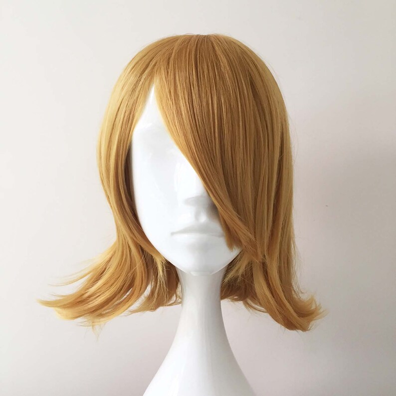 Women Unisex Yellow Side Swept Long Bangs Straight Curls End Etsy