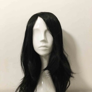 Unisex Black Side Swept Long Bangs Gothic Layered Long Straight Hair Curl End Cosplay Wig