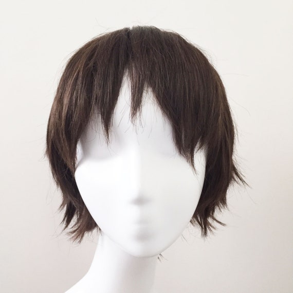 Unisex Braun Kurze Haare Fransen Cosplay Anime Coser Perucke Etsy