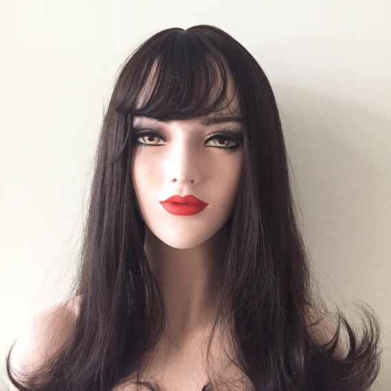 Black Brown Long Curly Wavy Air Wispy Bangs Long Straight Curl Etsy