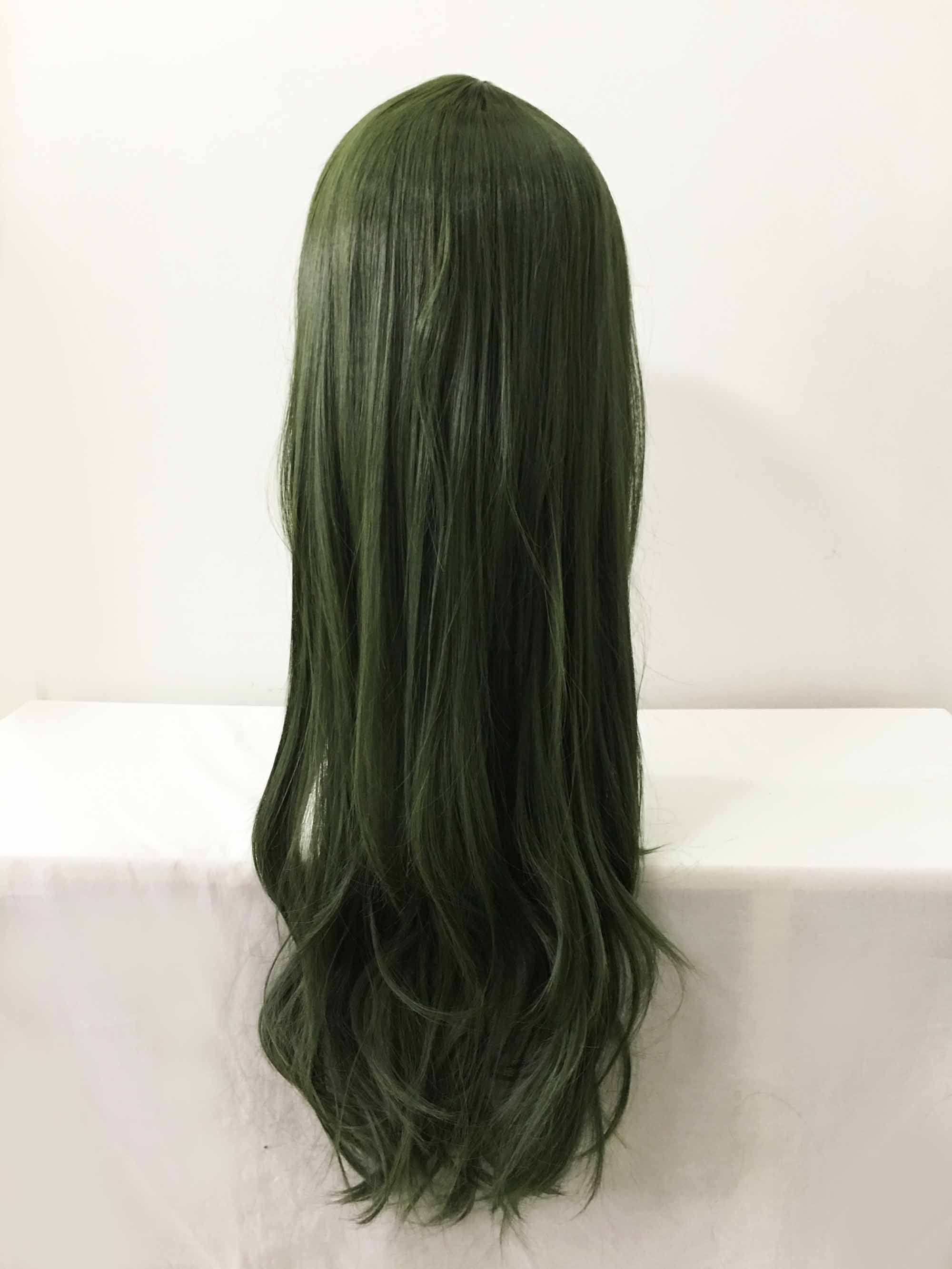 Dark Green Long Straight Short Layers Hair Side Swept Bangs - Etsy