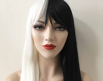 black n white wig