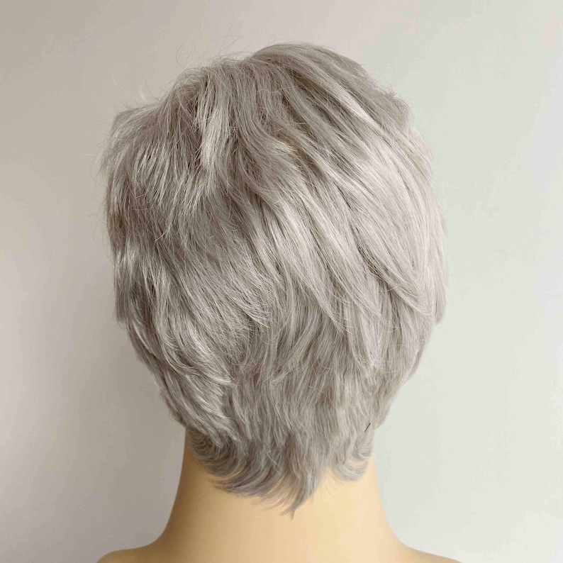 Men Gray Silver Wig With Bangs Short Straight Wig Cosplay Costume Party Wig Husband Gift For Father
